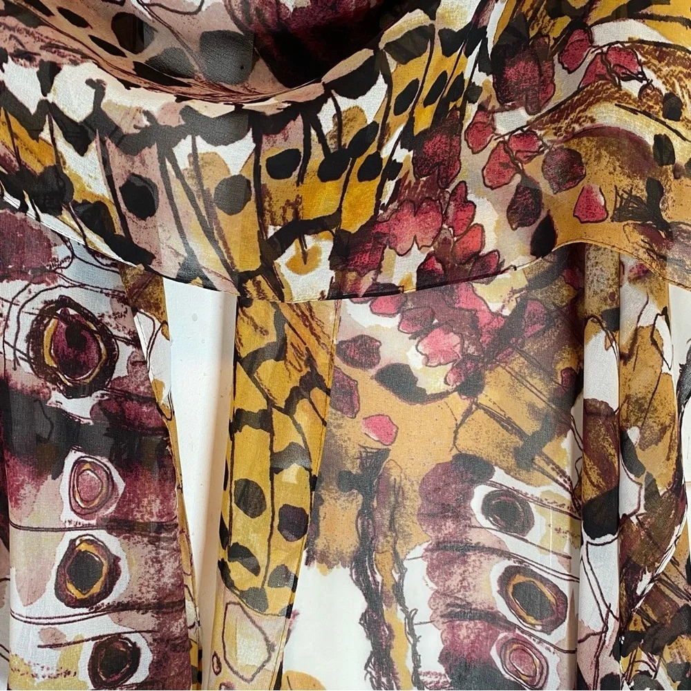 CALVIN KLEIN Sheer Abstract Butterfly Print Scarf